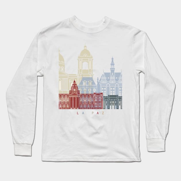 La Paz skyline poster Long Sleeve T-Shirt by PaulrommerArt